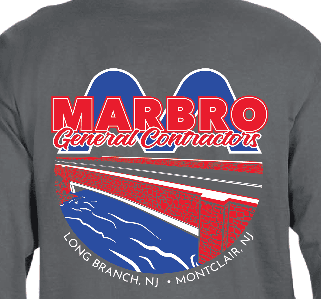 This was a vector rendering of a bridge built by this contractor. The reduction of ink colors in the final version saved the client money and allowed the bridge to be silk screened with 3 colors to match their logo. 